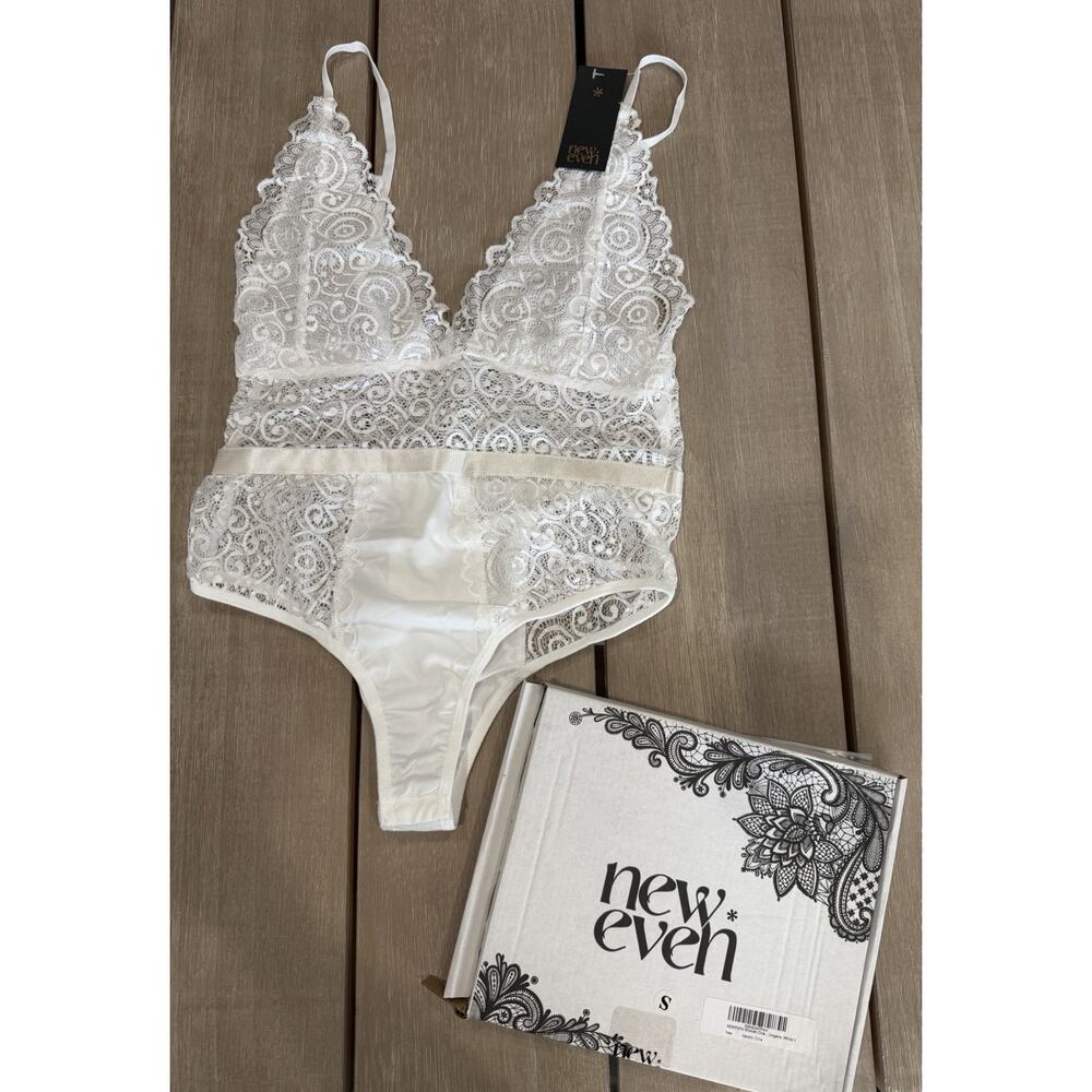 New Even White Small Lingerie Teddy Bodysuit Lace Boho Chic Sexy Festival Wear